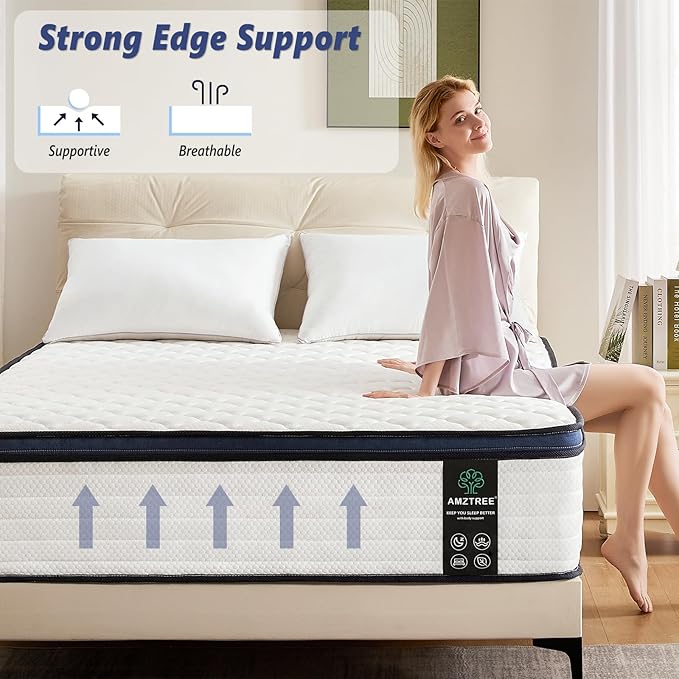 Queen Size Mattresses in a Box 10 Inch - Memory Foam & Pocket Coils Springs, Pressure Relief, Motion Isolation, Breathable Comfort, Medium Firm, CertiPUR-US Certified, Ideal for All Sleepers