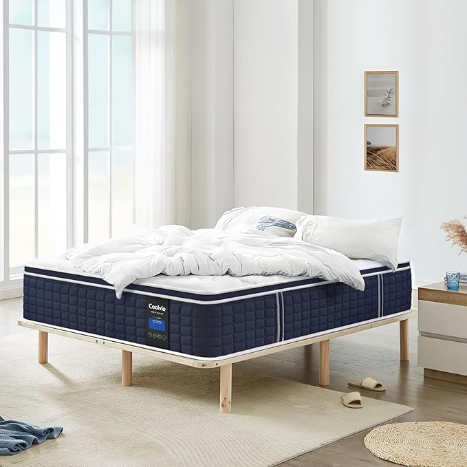Coolvie 14 Inch Calking Gel Memory Foam Mattress Hybrid, Double Cooling Calk Size in a Box Euro Top with CertiPUR-US Certified Foam for Hot Sleeper, Low Motion Transfer Supports for Any Sleep Position