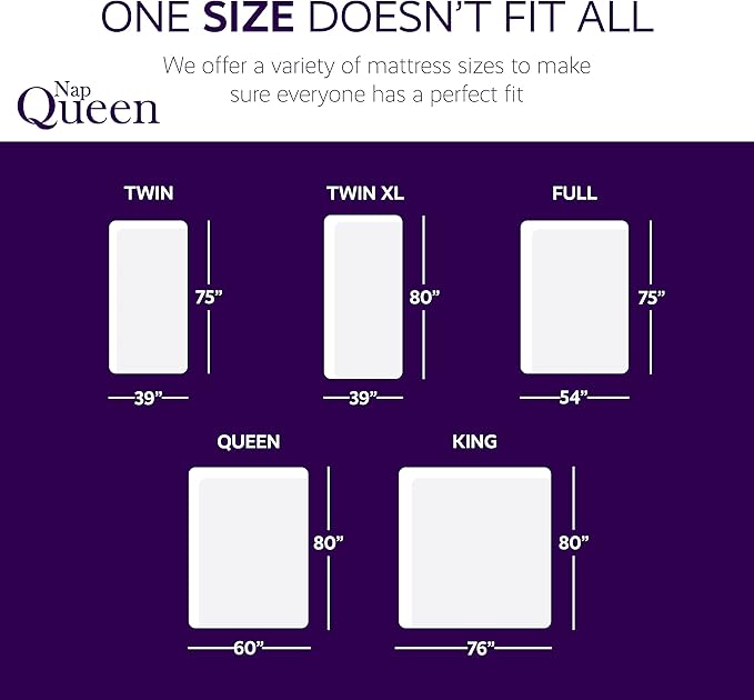 NapQueen 8 Inch Cooling Gel Full Size Medium Firm Memory Foam Mattress, Bed in a Box,White