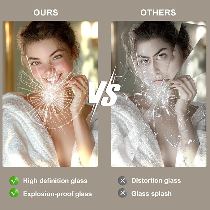 55x30 LED Bathroom Mirror with Lights, Brighter Backlit + Front Lit, Tempered Glass, Dimmable, Multiple Light Modes, Anti-Fog Lighted Bathroom Vanity Mirror for Wall, Memory Function
