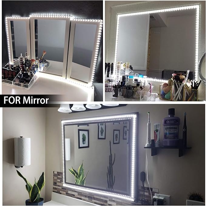 MYPLUS 65.6FT White Strip Lights, Dimmable LED Tape Light 6500K Bright Daylight White, Flexible Under Cabinet Lights with 1200 LEDs and UL Listed Safety Power Supply for Room,Kitchen and décor
