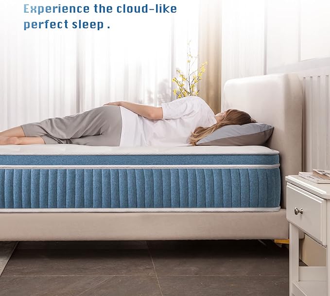 Rimensy Full Mattress, 10 Inch Hybrid Mattresses in a Box, Upgrade Individually Pocket Springs, Medium Firm