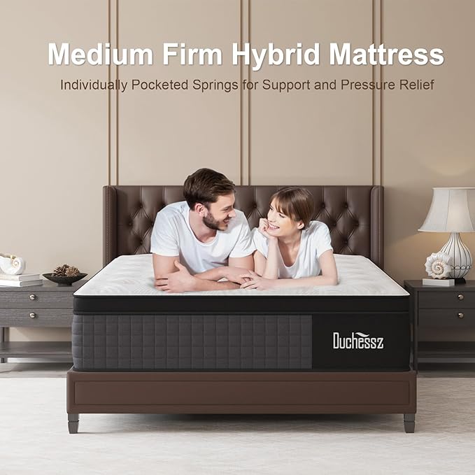 Full Mattress, 10 Inch Hybrid Mattresses Eurotop with Gel Memory Foam,Motion Isolation Individually Wrapped Pocket Coils Breathable Comfort Soft Pressure Relief