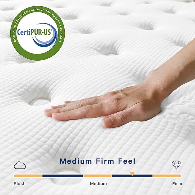 Vesgantti Twin XL Mattress 10 Inch Innerspring Multilayer Hybrid XL Twin Mattress - Ergonomic Design with Memory Foam and Pocket Spring Mattresses Twin XL Size - Box Top Series Medium Firm Feel