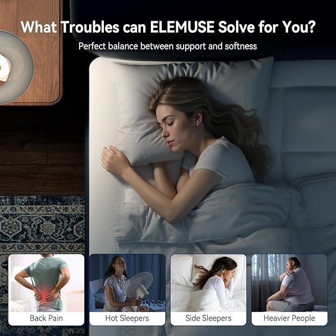 ELEMUSE California King Size Dual Layer 3 Inch Memory Foam Mattress Topper, 2 Inch Cooling High Density Memory Foam Bed Pad and 1 Inch Plush Feel Pillow Top Mattress Topper Cover for Back Pain Relief