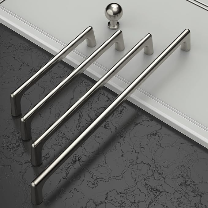 Amerdeco 10 Pack Brushed Satin Nickel Cabinet Pulls 12.5 Inch(320MM) Hole Centers Kitchen Cabinet Handles Hardware Kitchen Handles for Cabinets Cupboard Handles Drawer Pulls ZH0041