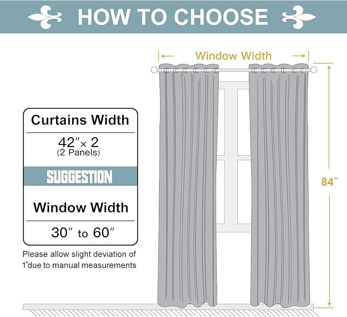 ChrisDowa 100% Blackout Curtains for Bedroom with Black Liner, 2 Thick Layers Total Blackout Thermal Insulated Grommet Window Curtains 2 Panels Set (Black, 42 x 84 Inch)