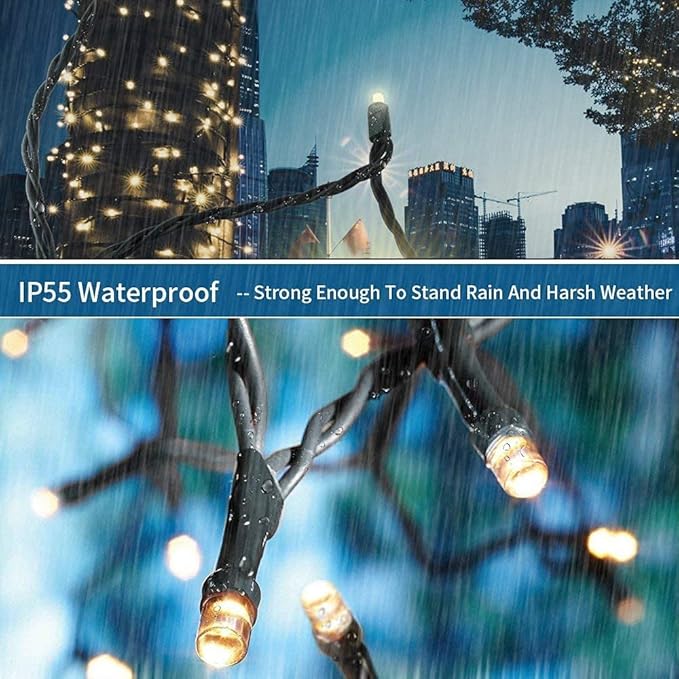 105FT 300LEDs Christmas Lights Outdoor Indoor 8 Modes for Christmas Tree Party Decoration, 100% UL Listed (Warm White)