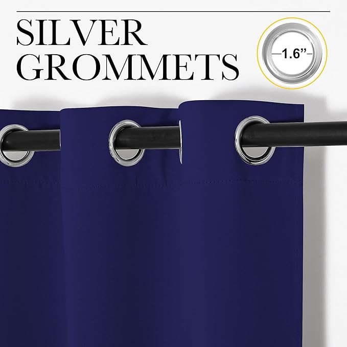NICETOWN Blackout Draperies Curtains, All Season Thermal Insulated Solid Grommet Top Blackout Curtains/Drapes for Kid's Room (Royal Blue, 1 Pair, 34 x 72 inches)