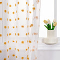 MYSKY HOME Short Curtains for Bedroom 54 Inches Long Burnt Orange Pom Pom White Sheer Curtains Kitchen Bathroom Nursery Boys Kids Room Rod Pocket 2 Pieces Small Window 52" x 54"