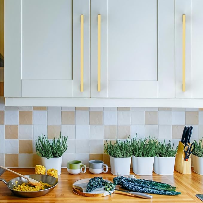 Asidrama 6 Pack 10 Inch(256mm) Brushed Gold Kitchen Cabinet Handles, Cabinet Pulls Kitchen Cabinet Hardware for Cupboard Drawer Pulls