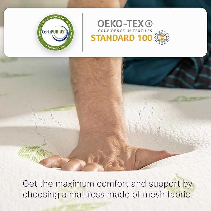 NapQueen Full Size, 8 Inch Anula Green Tea Infused Memory Foam Mattress, Bed in a Box, CertiPUR-US Certified Mattress