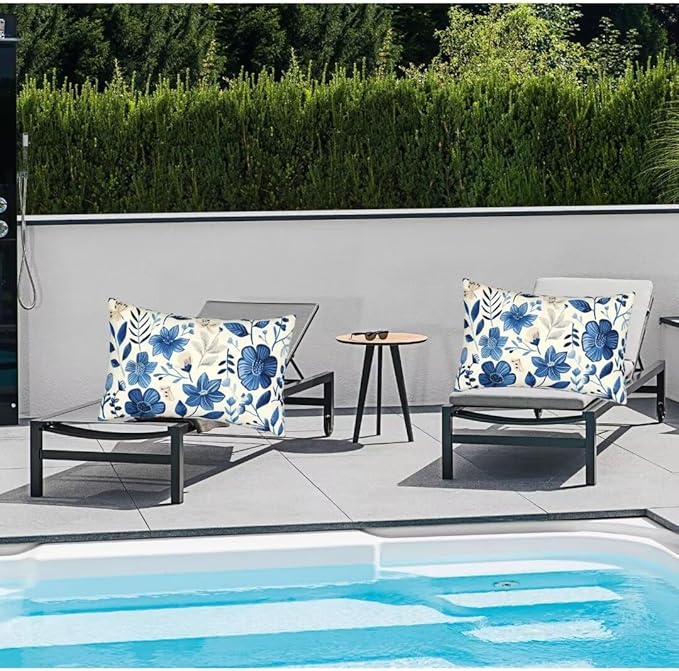 Outdoor Pillows Blue Pillow Covers 24x35 Inch Set of 2 Throw Pillow Covers, Scandinavian Throw Pillows, Lumbar Pillows Cushion Covers Decorative Pillow Covers for Couch Garden Patio Furniture J334