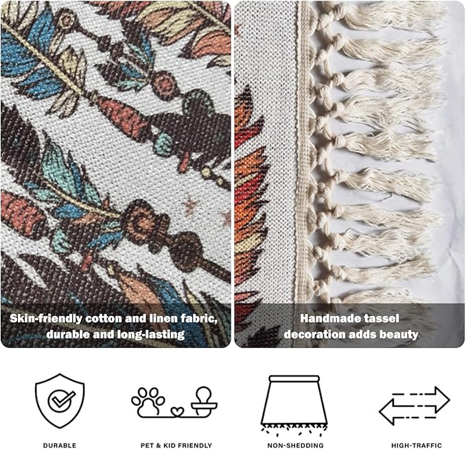 Boho Rug Hand Drawn Cute Rainbows Moon Sun Scandinavian Chic Area Washable Hallway Runner Meditation Mat Minimalist Home Decor for Living Room Bedroom Nursery Playroom Classroom, 3'x5