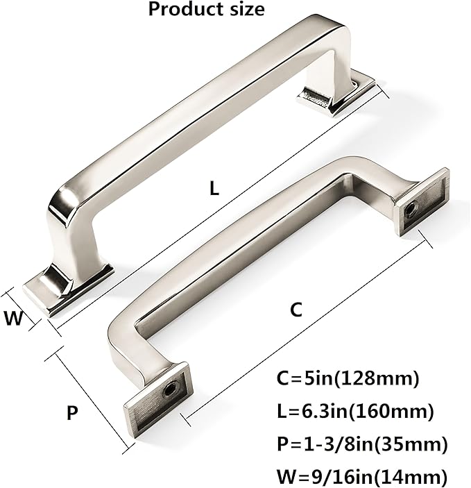 khtumeware 6 Pack 5 Inch Kitchen Cabinet Handles Polished Nickel Cabinet Pulls Drawer Pulls Kitchen Cabinet Hardware Kitchen Handles for Cabinets Cupboard Handles Drawer Handles