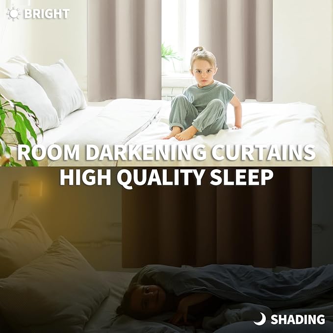 BGment Room Darkening Curtains 54 Inches Long - Grommet Thermal Insulated Drapes Window Treatment Curtains for Bedroom, 2 Panels, 52 x 54 Inch, Camel