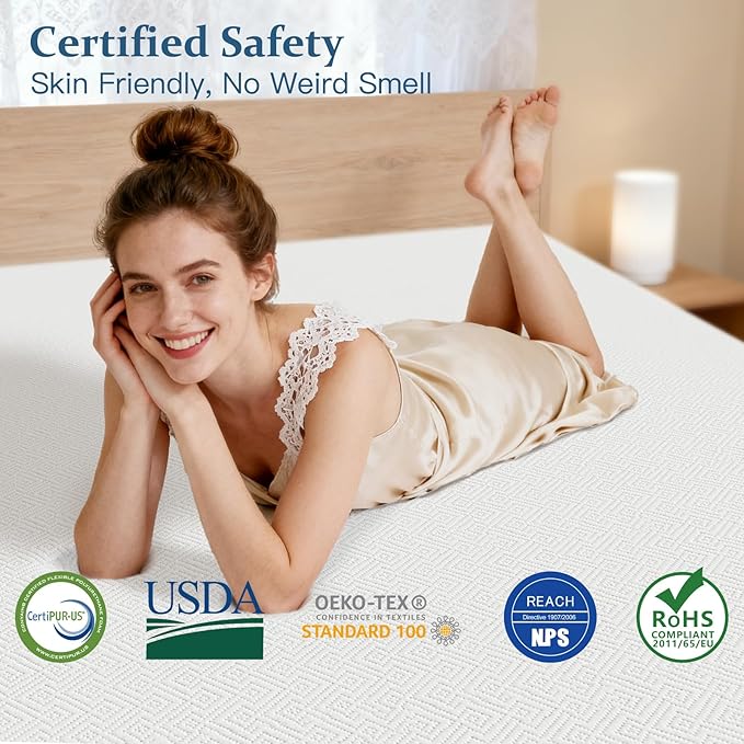 Airensky 4 Inch Memory Foam Mattress Topper, Cooling Gel Infused High Density Full (45"x75") Topper with Removable Skin-Friendly Cover, Bed Topper for Pressure Relief Back Pain, CertiPUR-US Certified