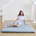 Japanese Floor Mattress Queen, Anti-Slip Japanese Futon Foldable Tatami Mat for Guests, Grey