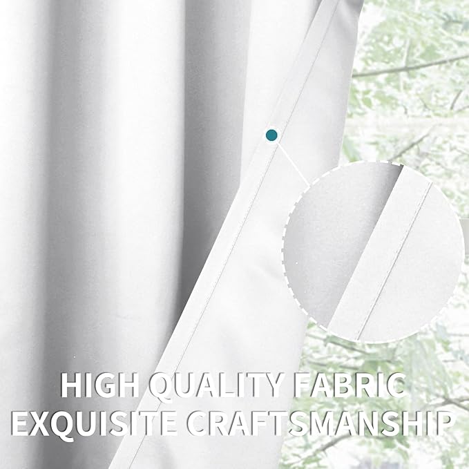 BGment Room Darkening Curtains 63 Inches Long - Grommet Thermal Insulated Drapes Window Treatment Curtains for Bedroom, 2 Panels, 52 x 63 Inch, Pure White