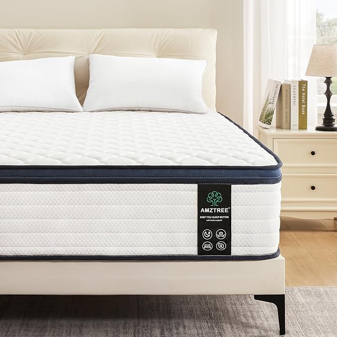 Queen Mattress 14 Inch Queen Size Mattresses - Memory Foam & Pocket Coils Springs, Pressure Relief, Medium Firm Comfort, Motion Isolation, Ideal for All Sleep Positions, CertiPUR-US Certified