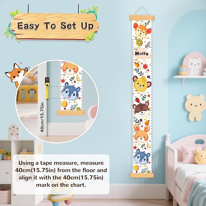 Kids Growth Chart Height Measuring Chart, Christmas Deer Child Height Measurement, Height Measurement for Children Boys Girls, Baby Room Nursery Wall Decor