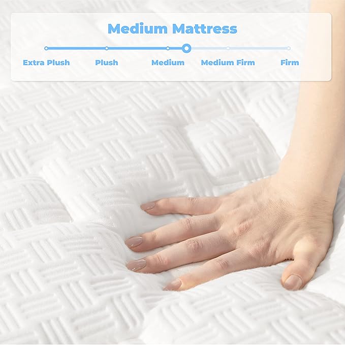 Full Size Mattress, 10 Inch Full Mattress in a Box with Gel Memory Foam and Pocket Spring, Medium Firm Feel, Cooler Sleep & Pressure Relief, 54 * 75 * 10, 120 Nights Risk-Free Trial