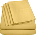 Queen Sheets Yellow - 6 Piece 1500 Supreme Collection Fine Brushed Microfiber Deep Pocket Queen Sheet Set Bedding - 2 Extra Pillow Cases, Great Value, Queen, Yellow