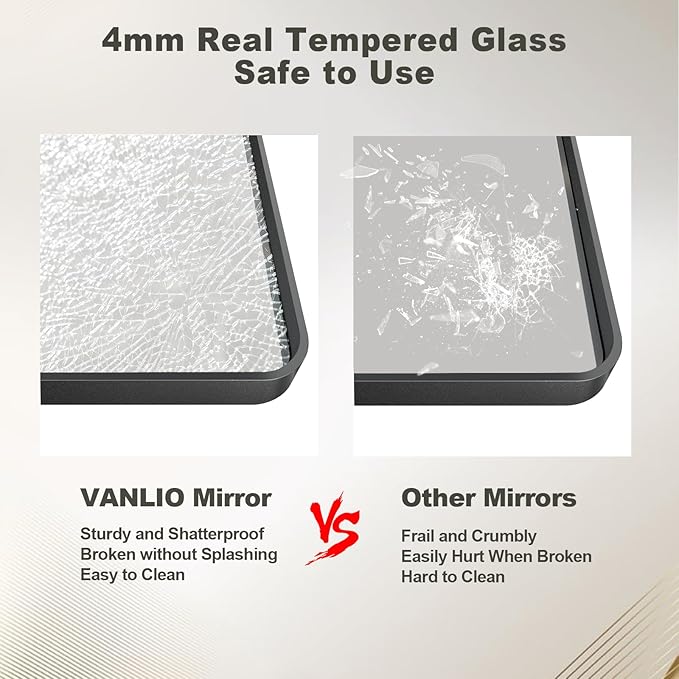 30x36 Inch Black Framed Bathroom Mirror for Wall, Matte Black Metal Mirror, Rounded Corner Rectangle Vanity Mirror, Anti-Rust, Shatterproof (Horizontal/Vertical)