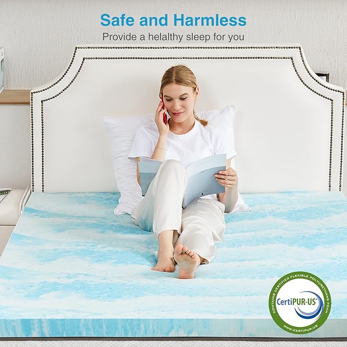 Mattress Topper, Full Size Cooling Memory Foam Bed Toppers, 2 Inch Soft Mattress Pads for Sleeper Sofa, RV, Camper, CertiPUR-US Certified