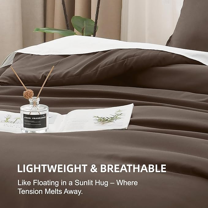 Litanika Comforters Chocolate Super King Plus Size, 3 Pieces Lightweight Solid Bedding Set & Collections, All Season Fluffy Bed Set (128x120In Comforter & 2 Pillowcases)