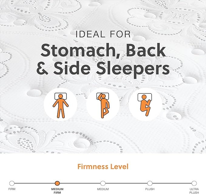 Signature Design by Ashley Full Size Chime 10 Inch Medium Firm Hybrid Mattress with Cooling Gel Memory Foam for Pressure Relief, Fiberglass Free, Mattress In A Box