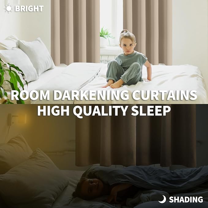 BGment Blackout Curtains - Grommet Thermal Insulated Room Darkening Bedroom and Living Room Curtains, Set of 2 Panels (55 x 96 Inch, Sand)