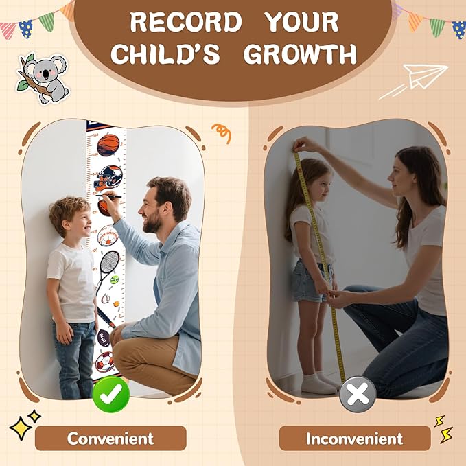 Personalized Painted Flower Insects Growth Chart for Wall Kids, Name Height Chart for Kids, for Nursery & Bedroom, Baby Shower Gift (59" x 7.8")