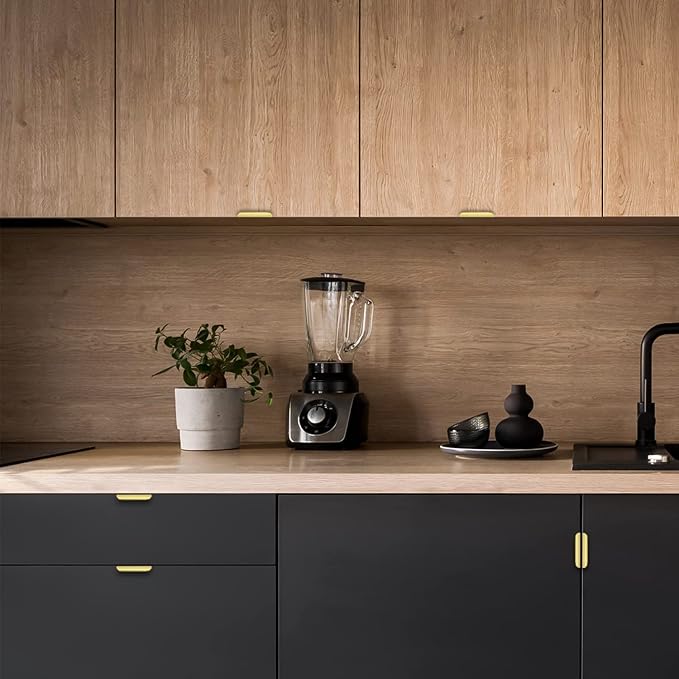 Ravinte Hardware 8 Pack Gold Cabinet Handles, 4.75 Inch (120mm) Finger Edge Pulls, 3.75 Inch Hole Center, Finger Pulls for Cabinets