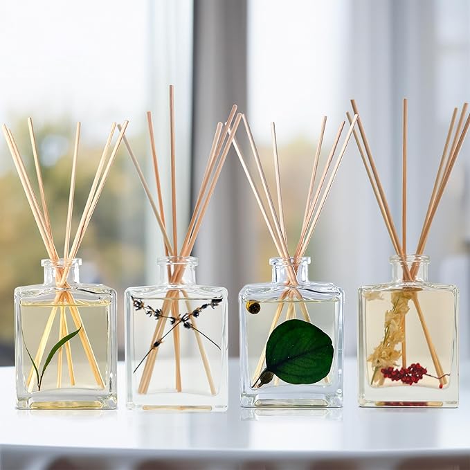 Urban Naturals Winter Eucalyptus Reed Diffuser Gift Set – Crisp Eucalyptus, Mint, Spruce, Cedar, Amber, Virginian Cedarwood – Sleek Rectangular Refillable Glass Bottle – Made in The USA
