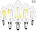 LED Candle Bulbs 40W Equivalent Dimmable, E12 Candelabra Light Bulbs 4W 470Lm Clear Edison LED Bulb, Daylight White 5000K B11 Classic Bright Filament Bulb, Decorative Lights for Lamps, Pack of 5