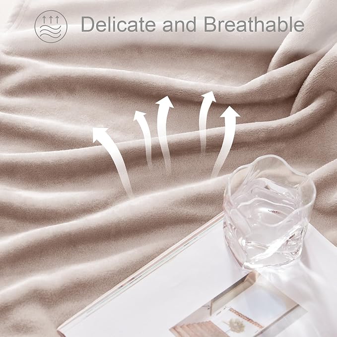Exclusivo Mezcla Fleece Blanket King Size for Bed, Super Soft and Warm, All Season Use, Cozy, Plush, Lightweight, 120x120 Inches, Camel