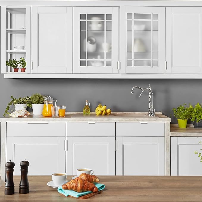 Ravinte Hardware 10 Pack Silver Cabinet Handles, 5.9 Inch (150mm) Finger Edge Pulls, 5 Inch Hole Center, Finger Pulls for Cabinets