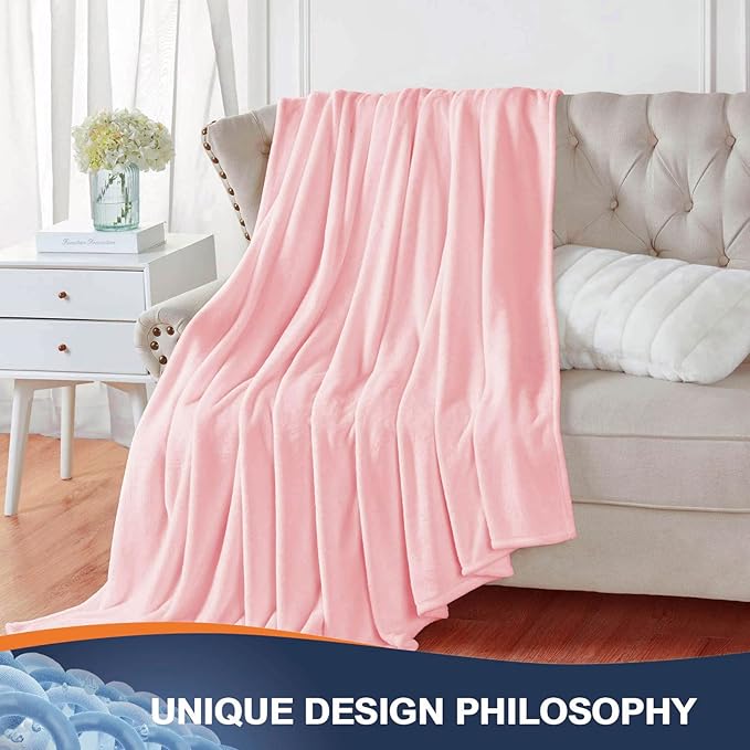 Walensee Fleece Blanket Plush Throw Fuzzy Lightweight (Twin Size 60x80 Pink) Super Soft Microfiber Flannel Blankets for Couch, Bed, Sofa Ultra Luxurious Warm and Cozy for All Seasons