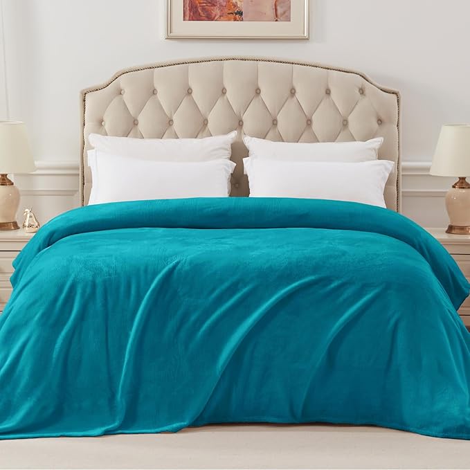 Exclusivo Mezcla Fleece Blanket Twin Size for Bed, Super Soft and Warm, All Season Use, Cozy, Plush, Lightweight, 90x66 Inches, Teal
