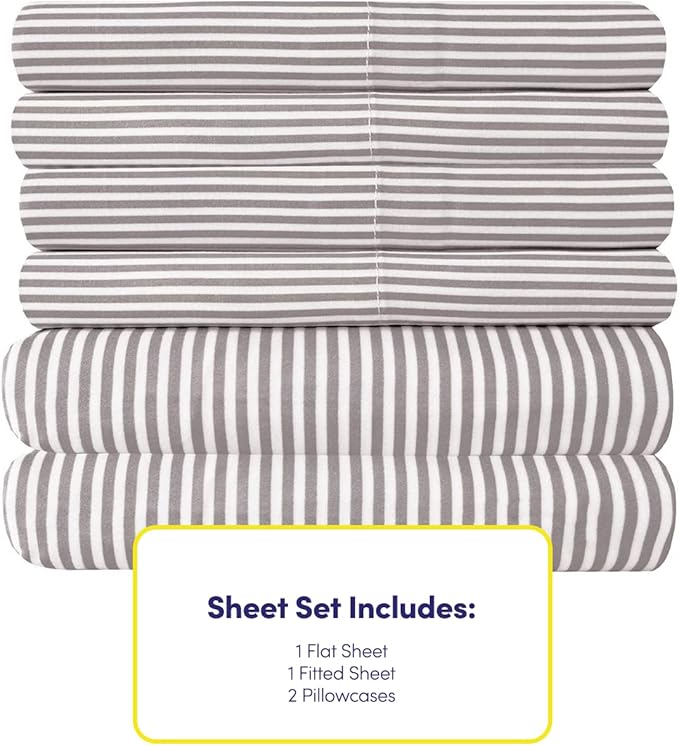 Twin Size Bed Sheets - 4 Piece 1500 Supreme Collection Fine Brushed Microfiber Deep Pocket Twin Sheet Set Bedding - 1 EXTRA PILLOW CASES, GREAT VALUE, Twin, Classic Stripe Navy