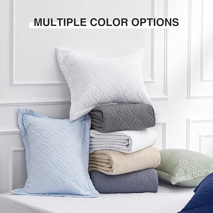 Love's cabin Twin Quilt Bedding Set Grey Bedspreads - Soft Bed Summer Lightweight Bedspread Comforter - Wave Pattern Bedding Coverlet for All Season - 2 Pieces (1 Quilt, 1 Pillow Sham)