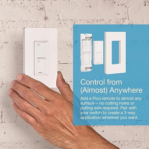 Lutron Caseta Original Smart Light Switch (Lutron Smart Hub Required), for Home, LED Lights, and Fans, 6 Amp, Single-Pole/3-Way, Neutral Required, PD-6ANS-WH-6-Pack, White, 6 Pack
