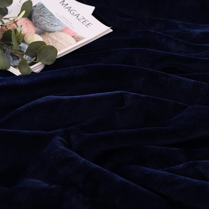 NANPIPER Sherpa Blanket - Super Soft Fuzzy Flannel Fleece/Wool Like Reversible Velvet Plush, Thick Warm for Winter (Twin Size 60"x80", Navy Blue)