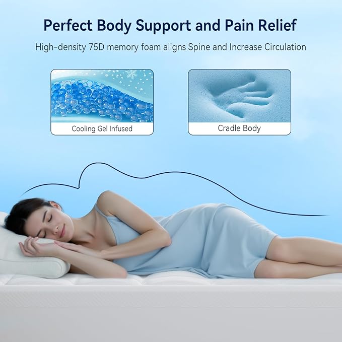 ELEMUSE King Size Dual Layer 3 Inch Memory Foam Mattress Topper, 1 Inch Plush Feel Pillow Top Mattress Topper Cover and 2 Inch Cooling High Density Memory Foam Bed Pad for Back Pain Relief