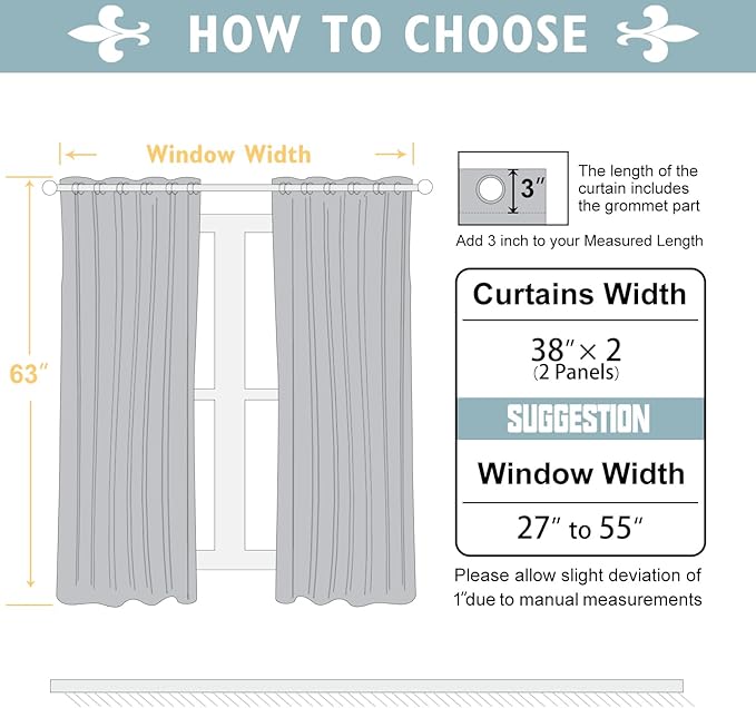 ChrisDowa 100% Blackout Curtains 63 inch Long for Bedroom with Black Liner, 2 Thick Layers Total Blackout Thermal Insulated Grommet Window Curtains 2 Panels Set (Dark Grey, 38 x 63 Inch)