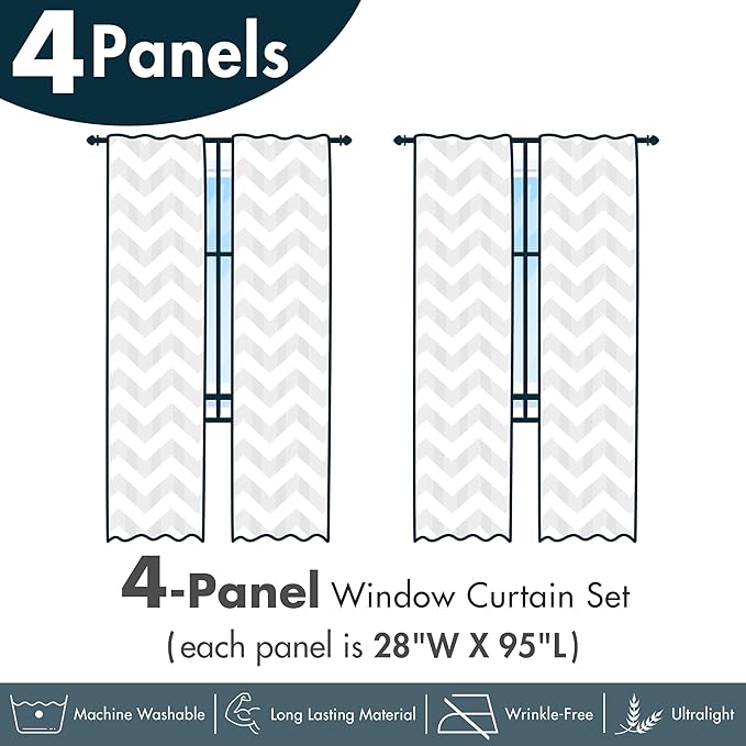 Ambesonne Valentines Window Curtains Pack of 2, Romantic Heart Shapes with Many Different Designs Polka Dots Crossed Lines, Lightweight Set with Rod Pocket, 4 Panels of - 28" x 95", Pink White