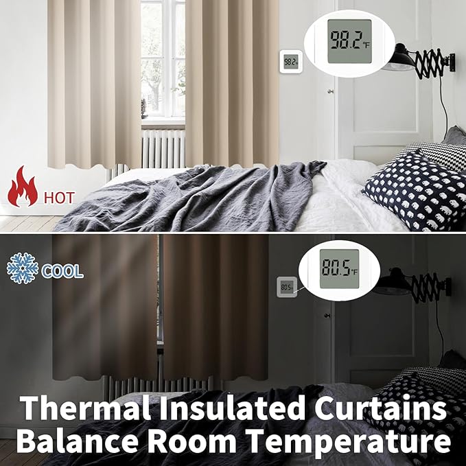 BGment Blackout Curtains - Grommet Thermal Insulated Room Darkening Bedroom and Living Room Curtains, Set of 2 Panels (42 x 63 Inch, Sand)