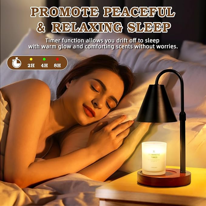 Candle Warmer Lamp with Timer Dimmable, Christmas Birthday Gifts for Women Mom, Vintage Candle Lamp, Black Candle Warmer for Jar Scented Candles, Home Decor, Wax Melt Warmer with 2 Bulbs