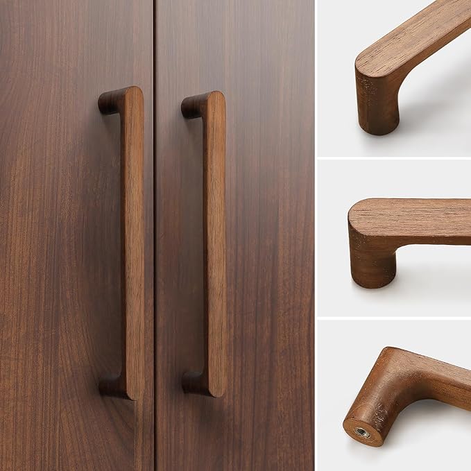 Black Round 7-1/2in 2 Pcs Wooden Drawer Pulls Handle for Cabinets Kitchen Drawer Cabinet Door Pull